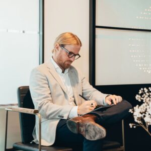 Sam Rees speaks at Damien Boehm's book launch